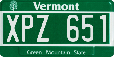 VT license plate XPZ651