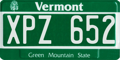 VT license plate XPZ652