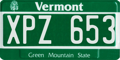 VT license plate XPZ653