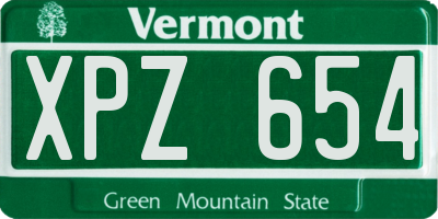 VT license plate XPZ654