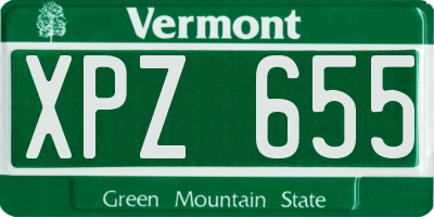 VT license plate XPZ655