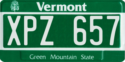 VT license plate XPZ657