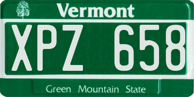 VT license plate XPZ658