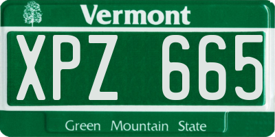 VT license plate XPZ665