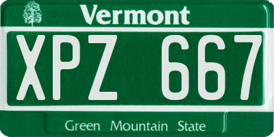 VT license plate XPZ667