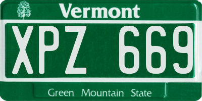 VT license plate XPZ669