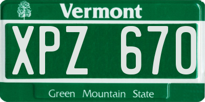 VT license plate XPZ670