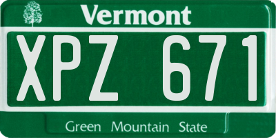 VT license plate XPZ671
