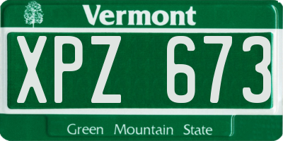 VT license plate XPZ673