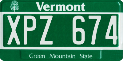 VT license plate XPZ674