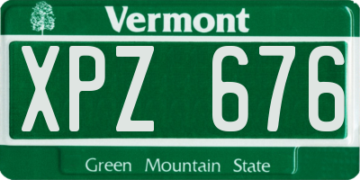 VT license plate XPZ676
