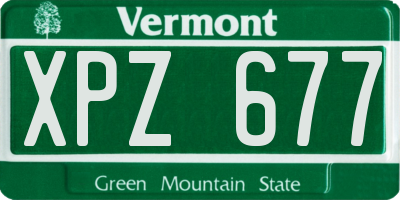 VT license plate XPZ677