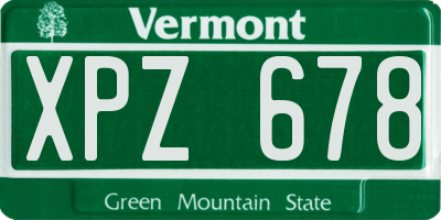VT license plate XPZ678