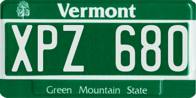 VT license plate XPZ680
