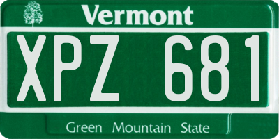 VT license plate XPZ681