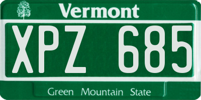 VT license plate XPZ685
