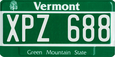VT license plate XPZ688