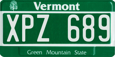 VT license plate XPZ689