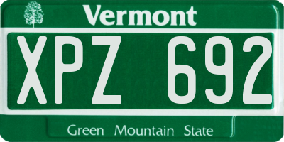 VT license plate XPZ692