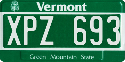 VT license plate XPZ693