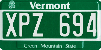 VT license plate XPZ694