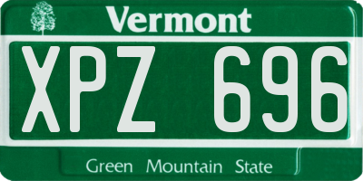 VT license plate XPZ696