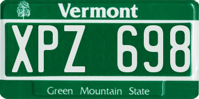 VT license plate XPZ698