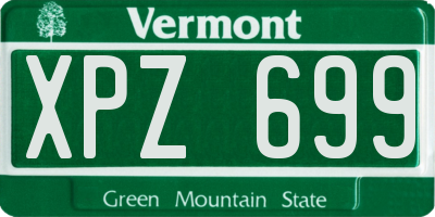 VT license plate XPZ699