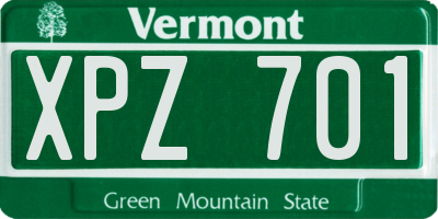 VT license plate XPZ701