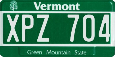 VT license plate XPZ704