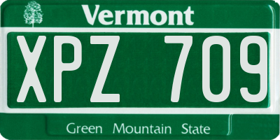 VT license plate XPZ709