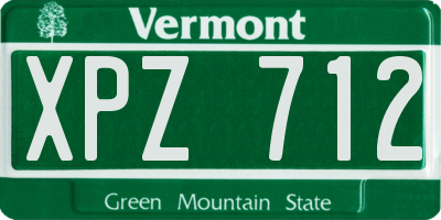 VT license plate XPZ712