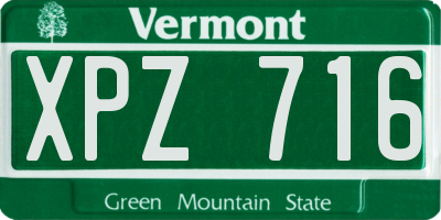 VT license plate XPZ716