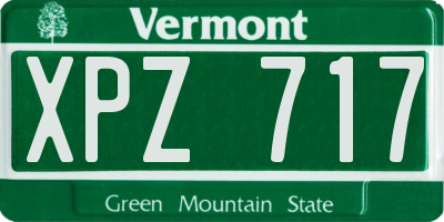 VT license plate XPZ717