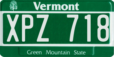 VT license plate XPZ718