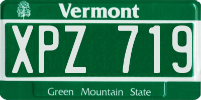 VT license plate XPZ719