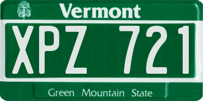 VT license plate XPZ721