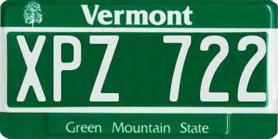 VT license plate XPZ722