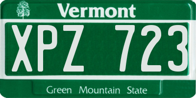 VT license plate XPZ723