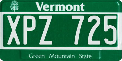 VT license plate XPZ725