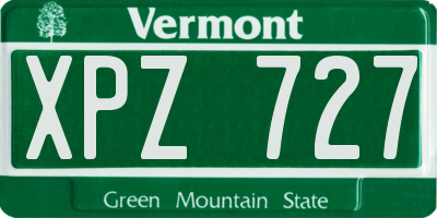 VT license plate XPZ727