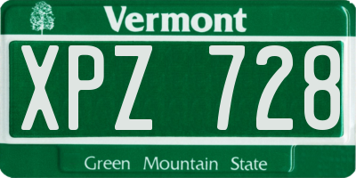 VT license plate XPZ728