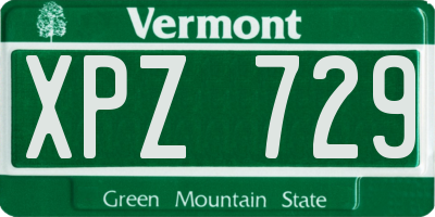 VT license plate XPZ729