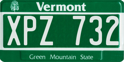 VT license plate XPZ732