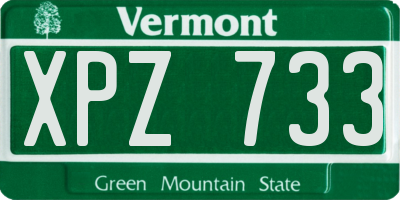VT license plate XPZ733