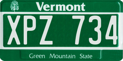 VT license plate XPZ734