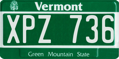 VT license plate XPZ736