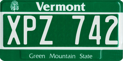 VT license plate XPZ742