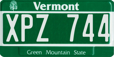 VT license plate XPZ744