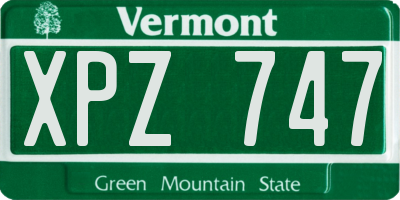 VT license plate XPZ747